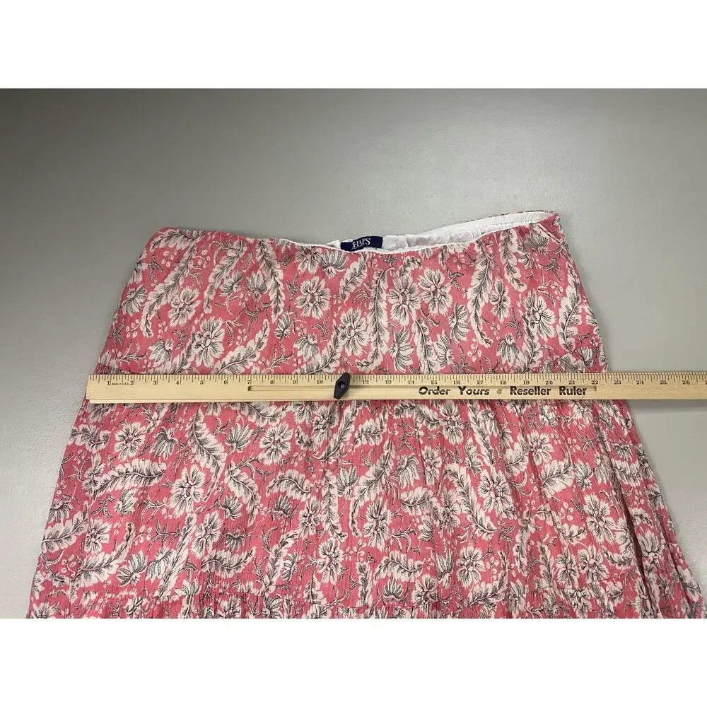 Chaps Skirt Women 1X Pink Floral Peasant Tiered Midi Elastic Pull On Waist Flowy - Picture 5 of 10